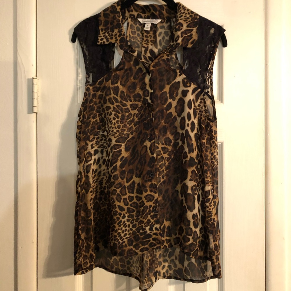 Sheer Leopard Sleeveless Top